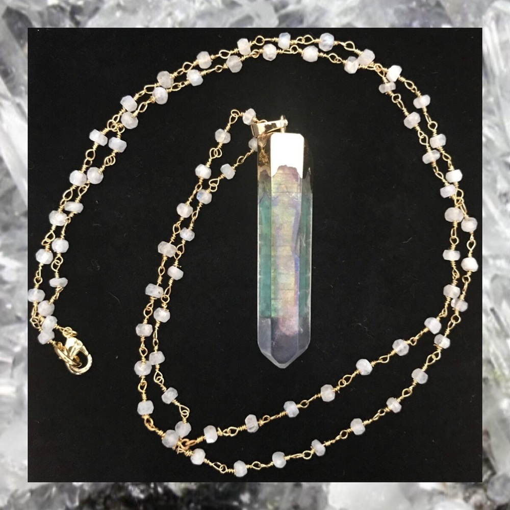 Quartz and White Moonstone Necklace